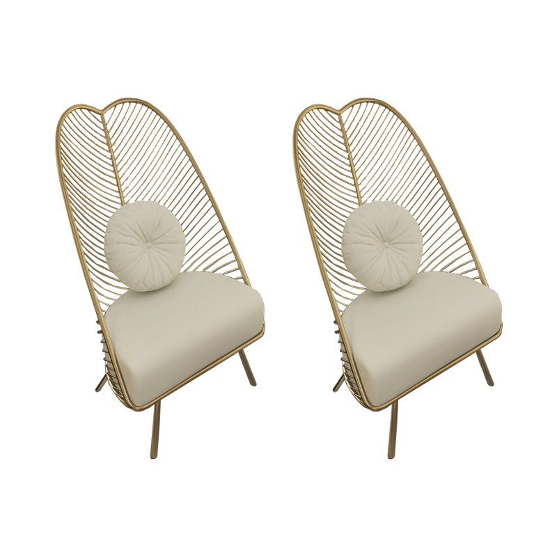 Glam Style Armless with Pillow Back Cushioned Metal Base Accent Chair