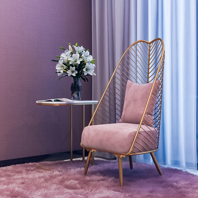 Glam Style Armless with Pillow Back Cushioned Metal Base Accent Chair