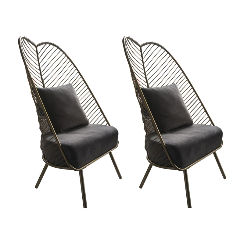 Glam Style Armless with Pillow Back Cushioned Metal Base Accent Chair