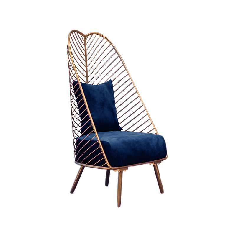 Glam Style Armless with Pillow Back Cushioned Metal Base Accent Chair