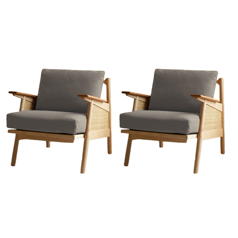 Nordic Style Wood Armrest with Pillow Back Wood Wood Color Arm Chair