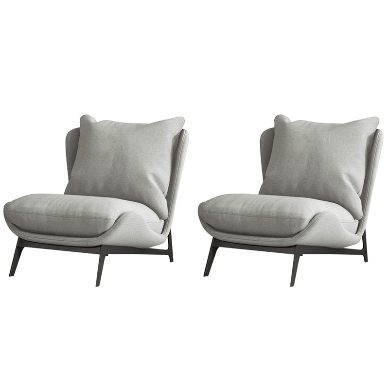 Nordic Style Armless Black Metal Upholstered Chair with Pillow Back