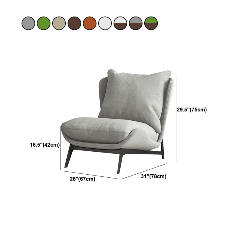 Nordic Style Armless Black Metal Upholstered Chair with Pillow Back