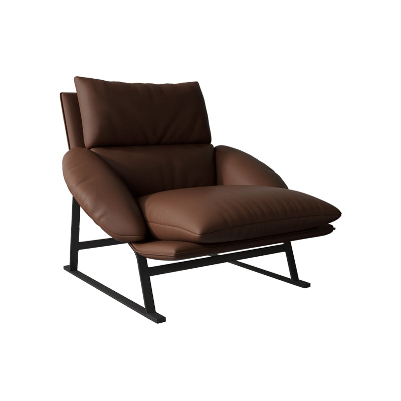 Contemporary 35.5"Wide Faux Leather Sewn Pillow Back Lounge Chair