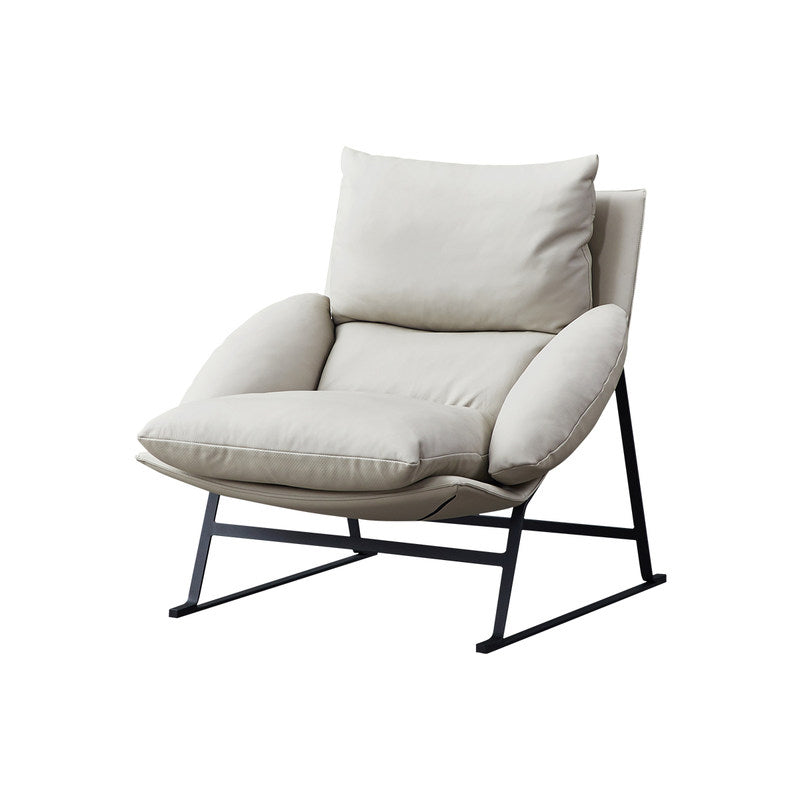 Contemporary 35.5"Wide Faux Leather Sewn Pillow Back Lounge Chair