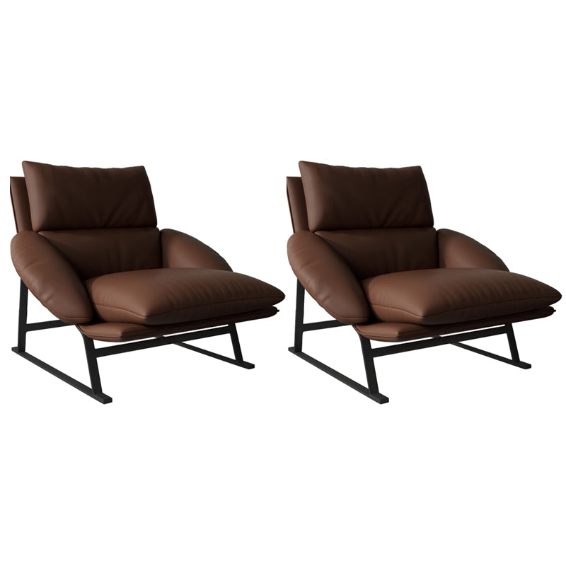 Contemporary 35.5"Wide Faux Leather Sewn Pillow Back Lounge Chair