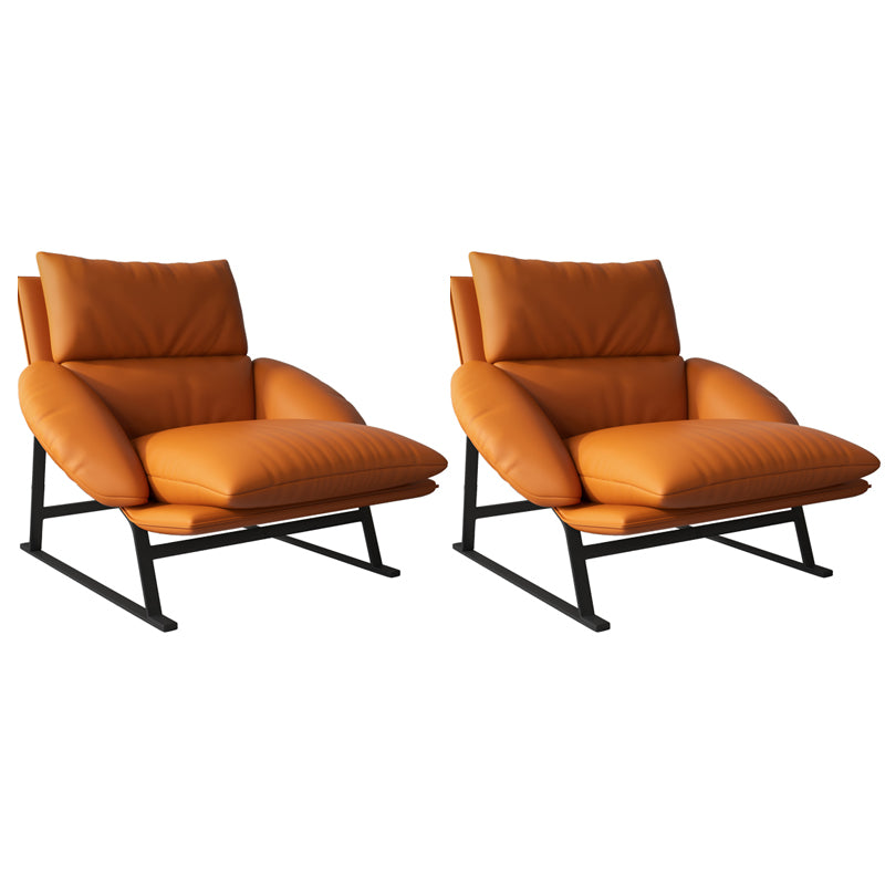 Contemporary 35.5"Wide Faux Leather Sewn Pillow Back Lounge Chair