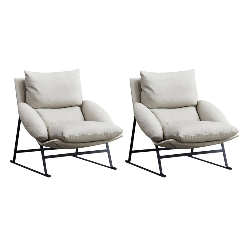 Contemporary 35.5"Wide Faux Leather Sewn Pillow Back Lounge Chair