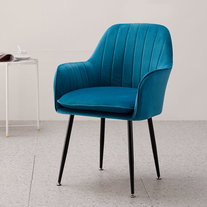 Modern Style Cloth Overturning Armrest Fixed Backrest Metal Arm Chair