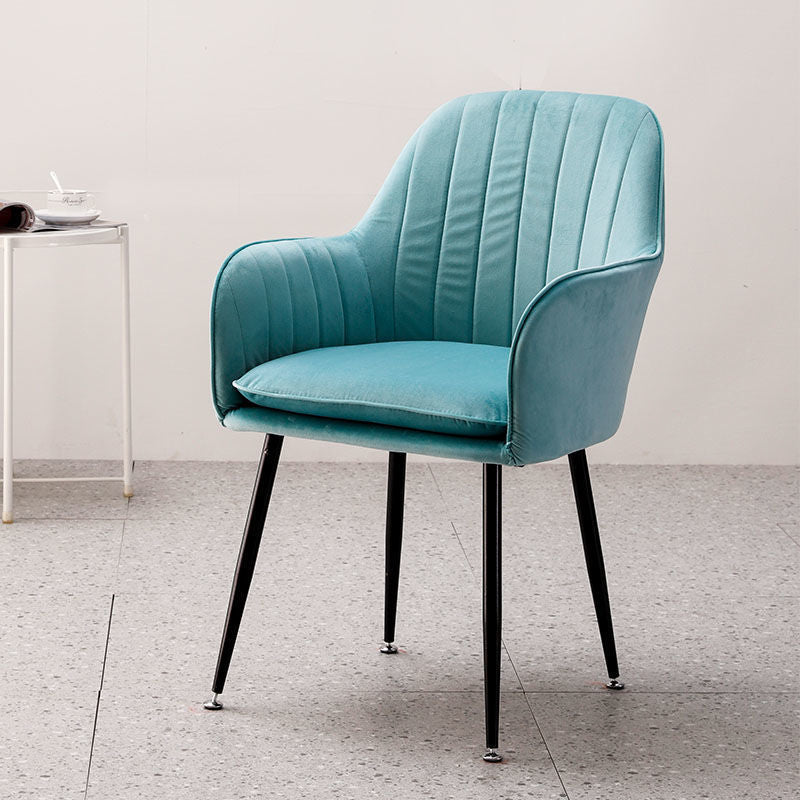 Modern Style Cloth Overturning Armrest Fixed Backrest Metal Arm Chair