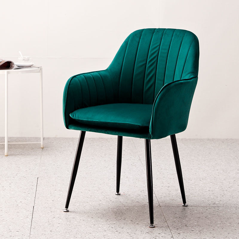 Modern Style Cloth Overturning Armrest Fixed Backrest Metal Arm Chair