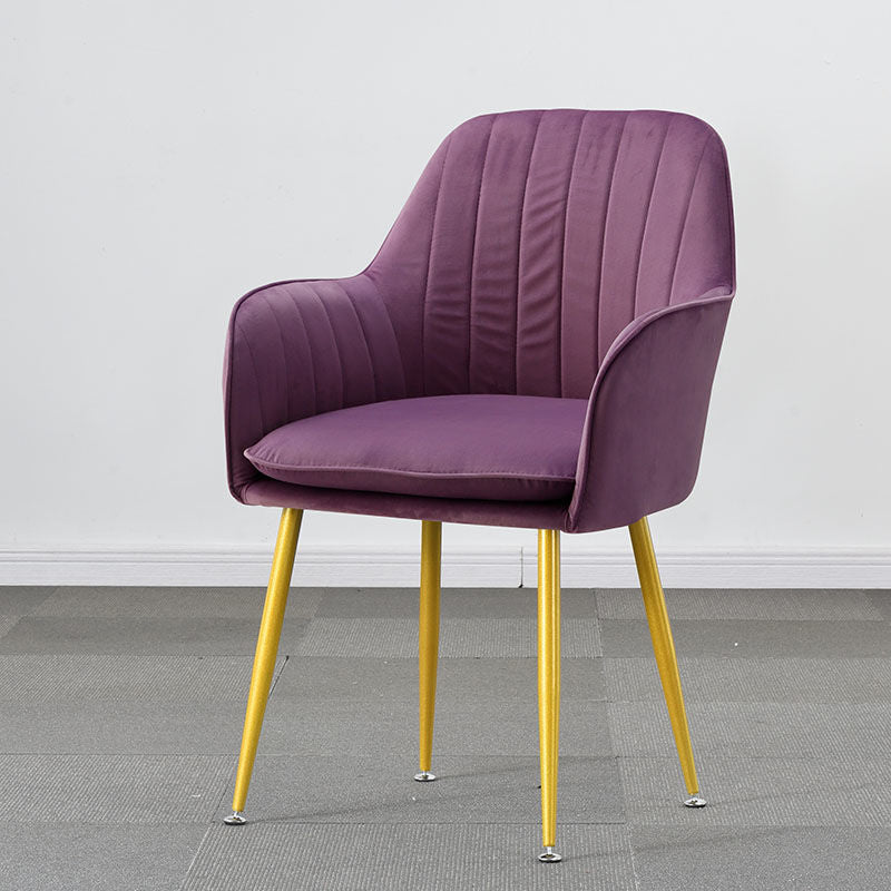 Modern Style Cloth Overturning Armrest Fixed Backrest Metal Arm Chair