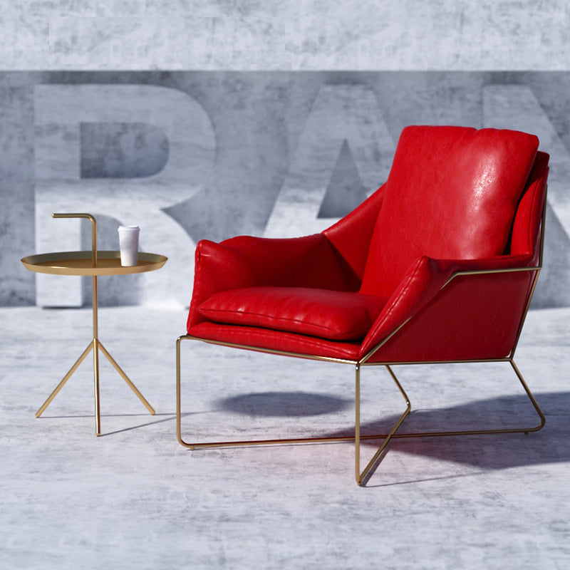 27.56" Wide Scandinavian Style Accent Armchair Cross Metal Frame Arm Chair