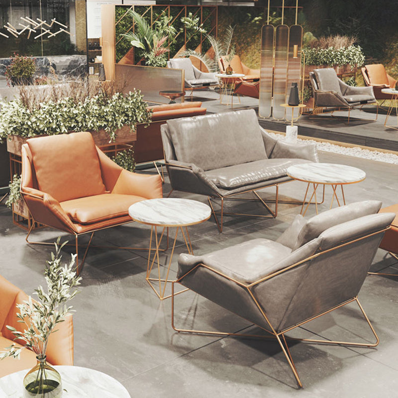 27.56" Wide Scandinavian Style Accent Armchair Cross Metal Frame Arm Chair