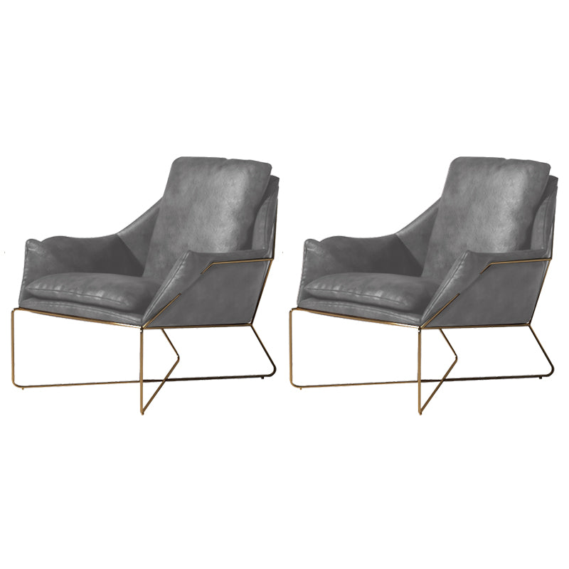 27.56" Wide Scandinavian Style Accent Armchair Cross Metal Frame Arm Chair