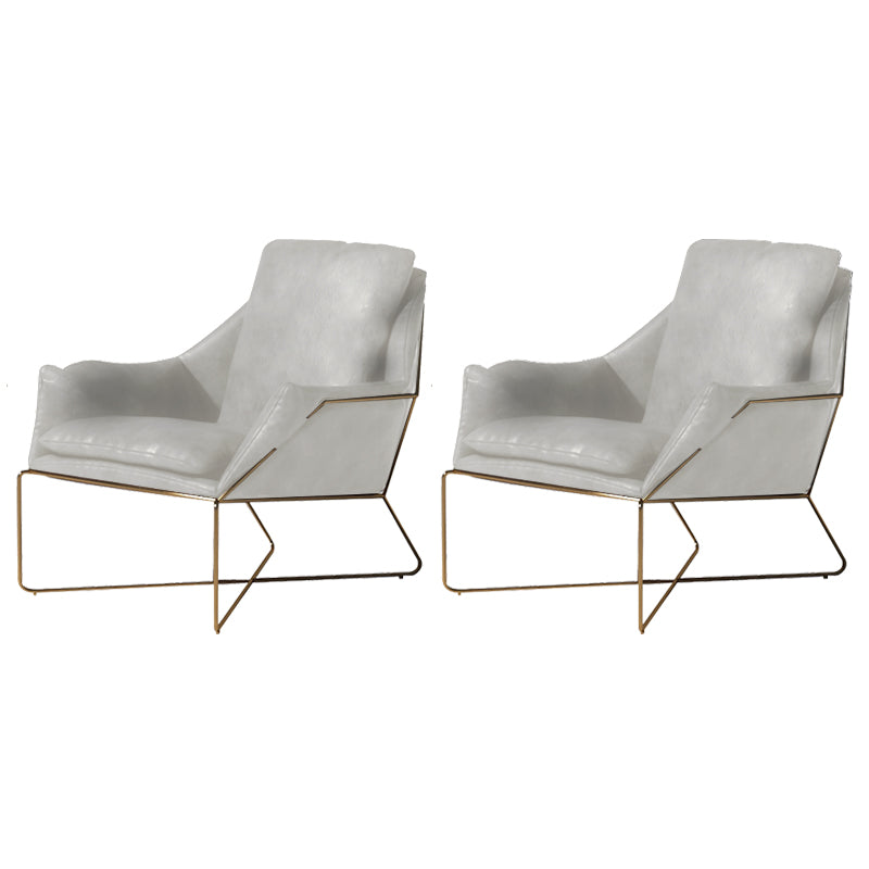 27.56" Wide Scandinavian Style Accent Armchair Cross Metal Frame Arm Chair