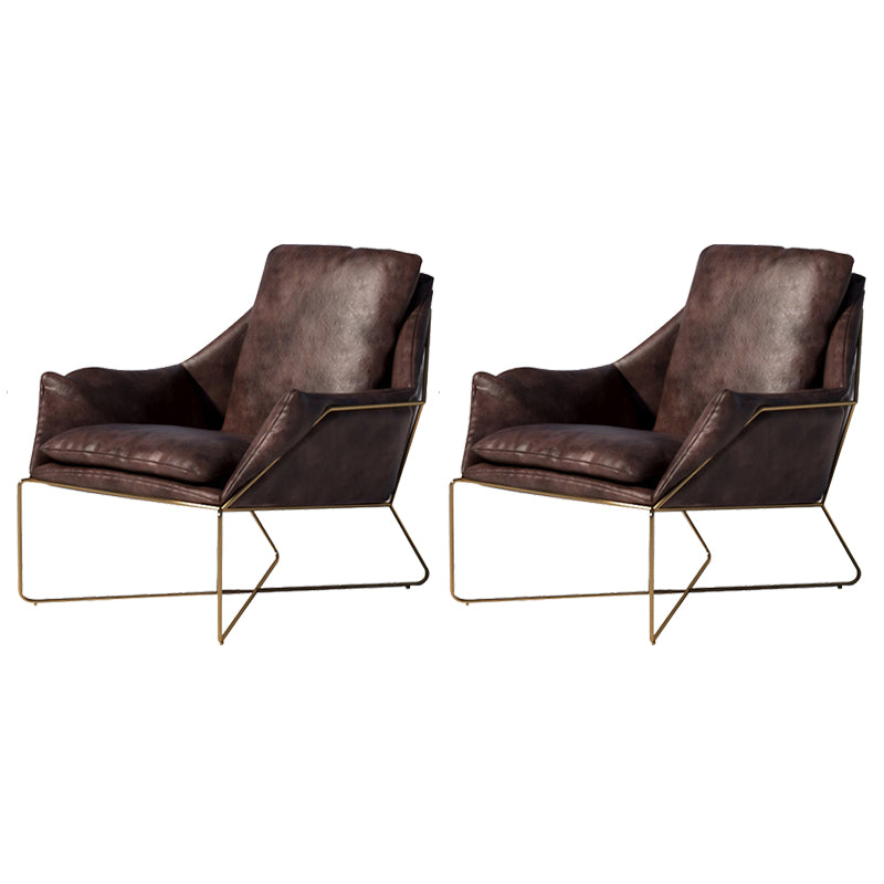 27.56" Wide Scandinavian Style Accent Armchair Cross Metal Frame Arm Chair