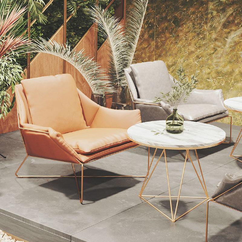 27.56" Wide Scandinavian Style Accent Armchair Cross Metal Frame Arm Chair