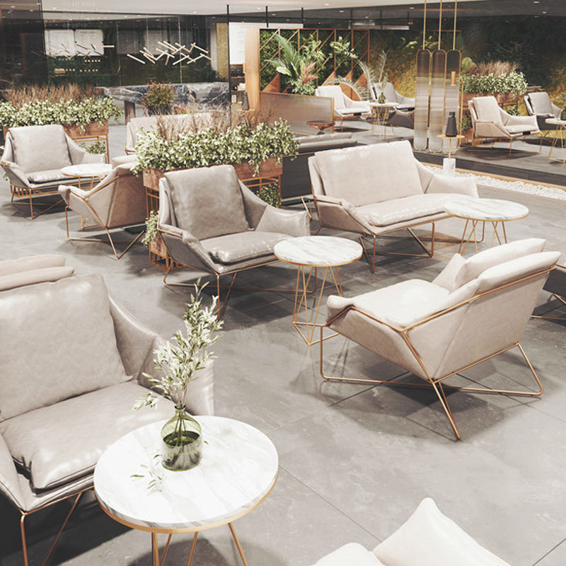 27.56" Wide Scandinavian Style Accent Armchair Cross Metal Frame Arm Chair