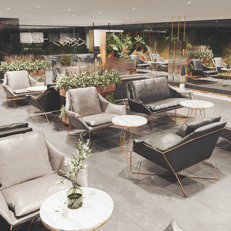 27.56" Wide Scandinavian Style Accent Armchair Cross Metal Frame Arm Chair