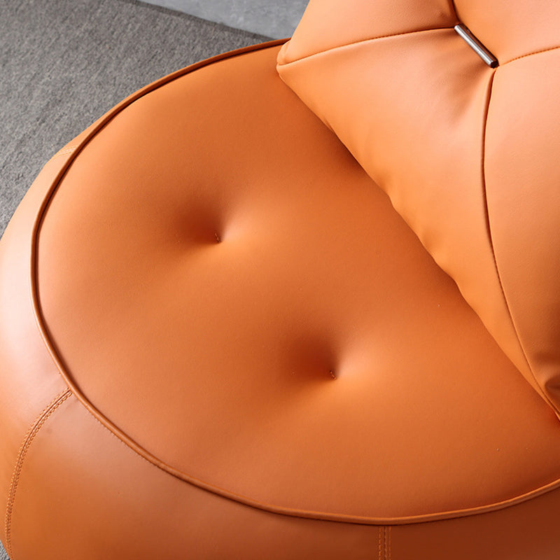 Contemporary 33.5"Wide Genuine Leather Pillow Back Swivel Armless Chair