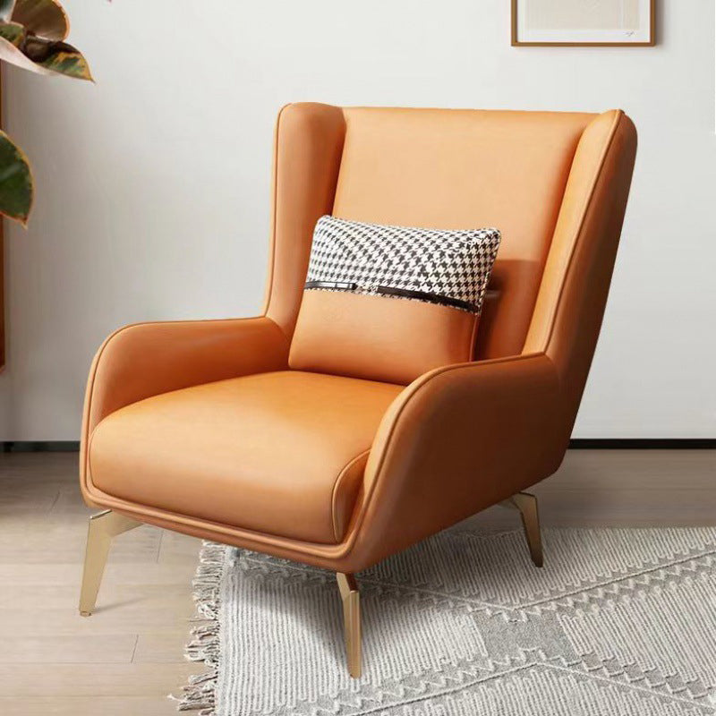 Glam Style Leather Handrail Living Room Replica Leather Wingback Chair