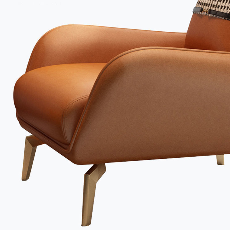 Glam Style Leather Handrail Living Room Replica Leather Wingback Chair