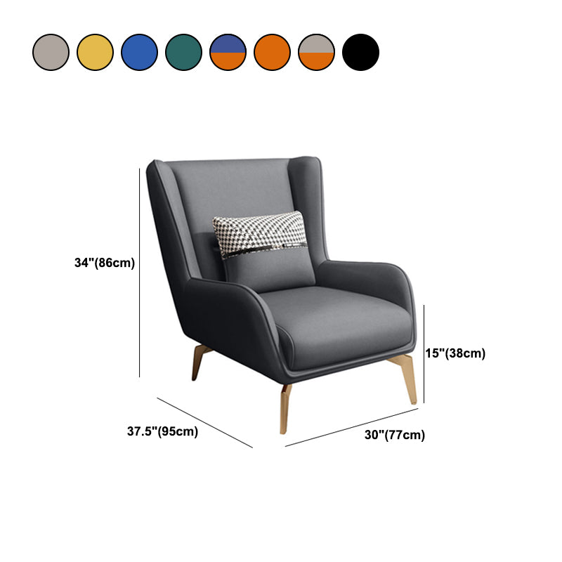 Glam Style Leather Handrail Living Room Replica Leather Wingback Chair