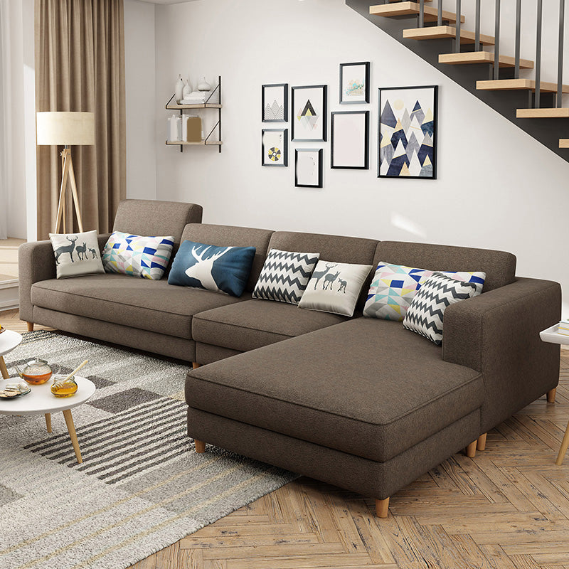 129.92" L Linen Washable Sectional Square Arm Sectional for Living Room