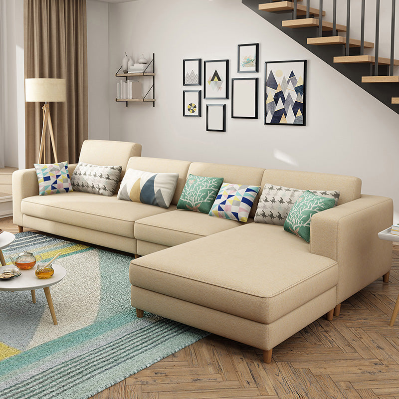 129.92" L Linen Washable Sectional Square Arm Sectional for Living Room