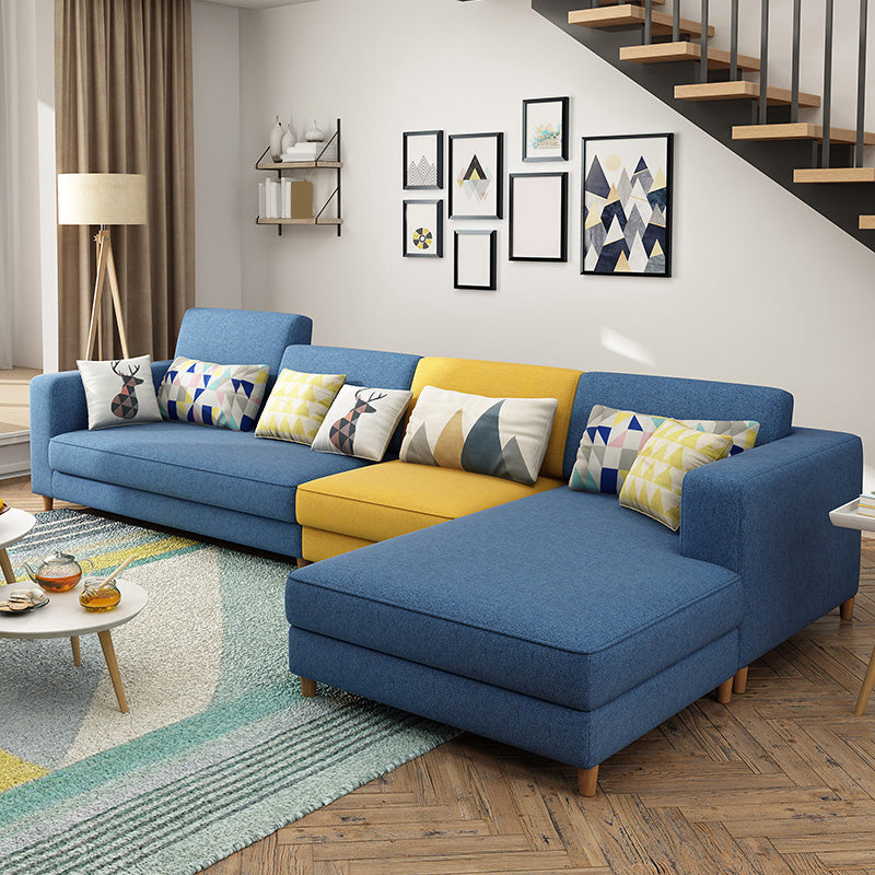 129.92" L Linen Washable Sectional Square Arm Sectional for Living Room