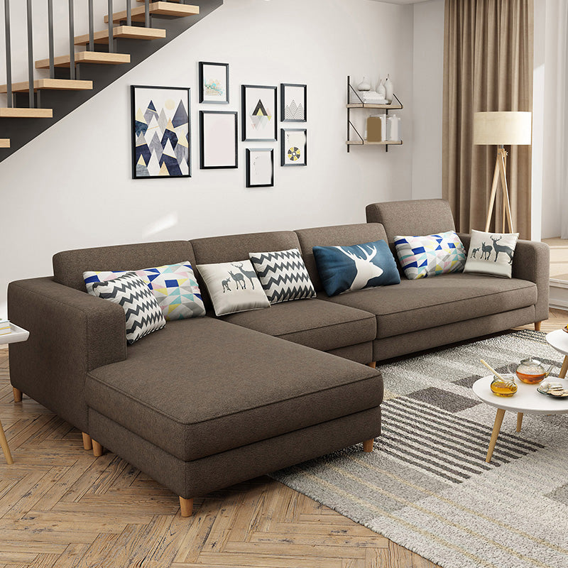 129.92" L Linen Washable Sectional Square Arm Sectional for Living Room