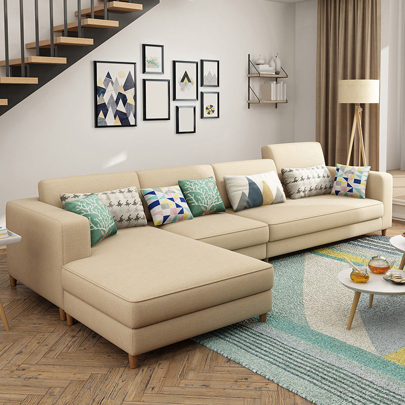 129.92" L Linen Washable Sectional Square Arm Sectional for Living Room