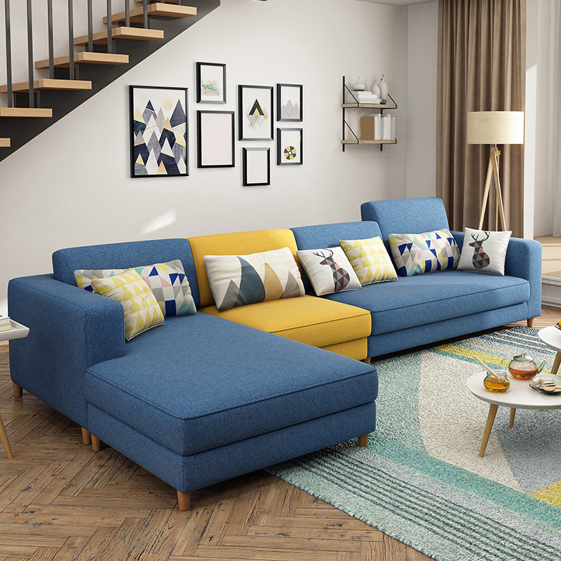 129.92" L Linen Washable Sectional Square Arm Sectional for Living Room