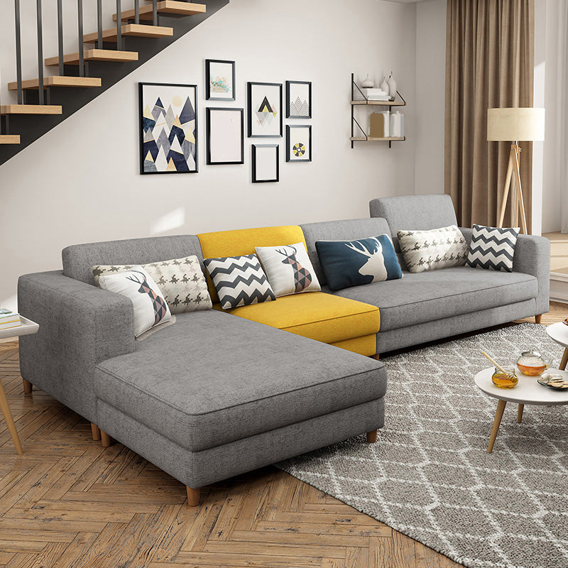 129.92" L Linen Washable Sectional Square Arm Sectional for Living Room