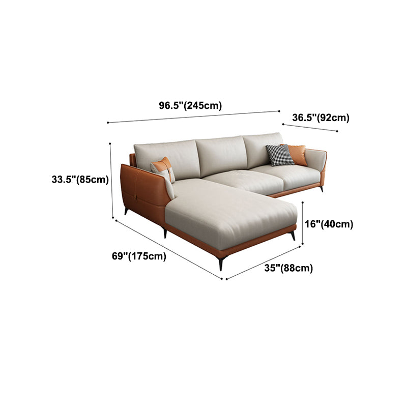 Scandinavian Stationary Faux leather Square Arm Cushion Back Sofa & Chaise