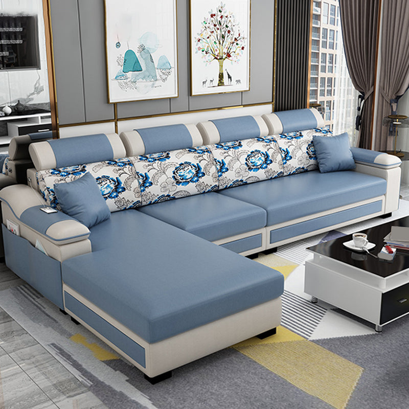 110.23" L Modern Sectional Stain-Resistant Faux leather Sectional