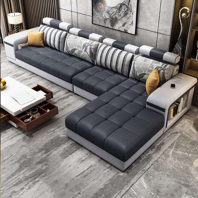 Contemporary Square Arm Stain-Resistant Slipcovered Storage Sofa