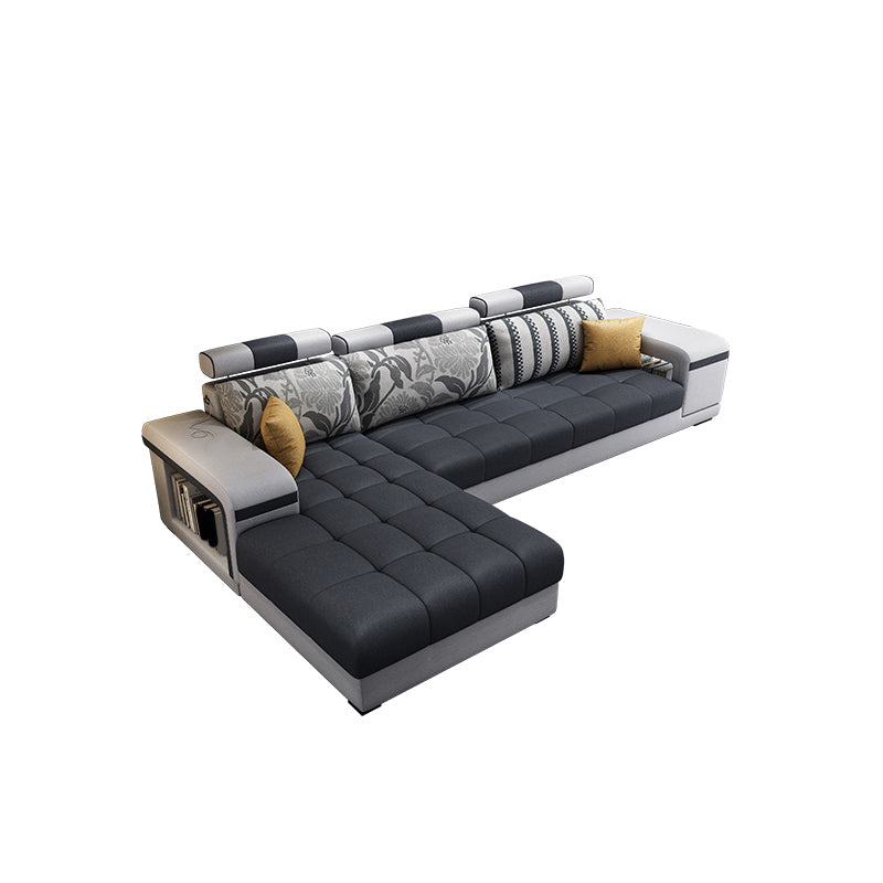 Contemporary Square Arm Stain-Resistant Slipcovered Storage Sofa