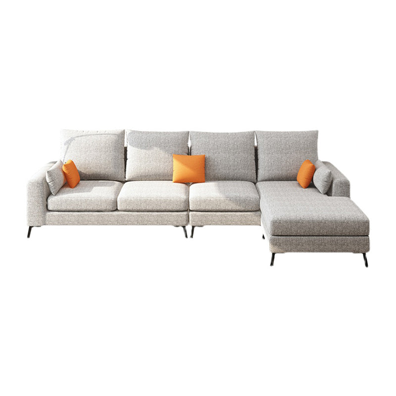 33.46" Tall Modern Linen Sectional/Sofa with Pillowed Back Cushions