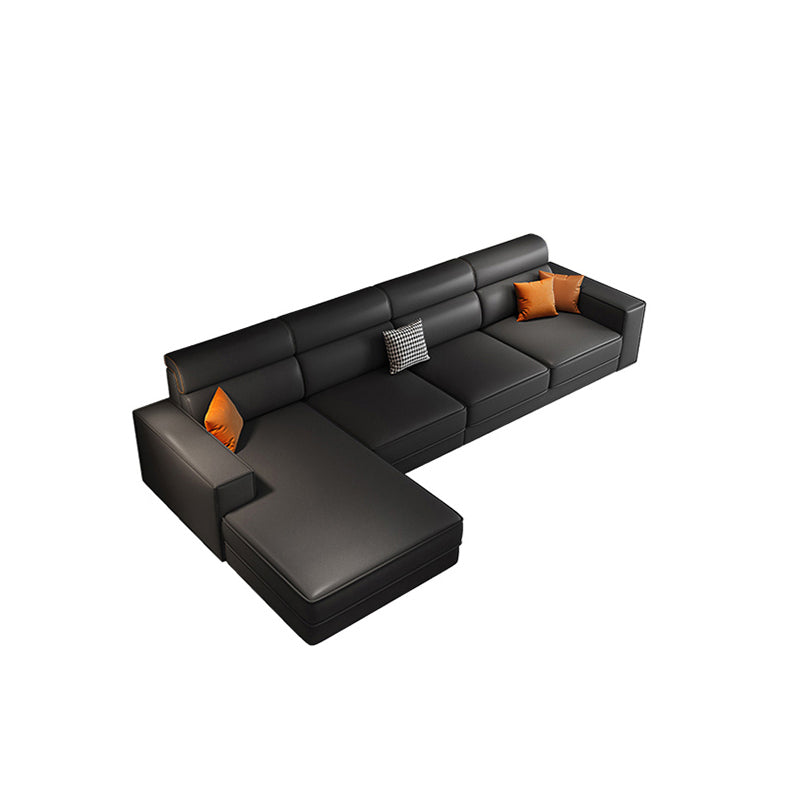 Scandinavian Dark Gray Square Arm Stain-Resistant Faux Leather Sofa