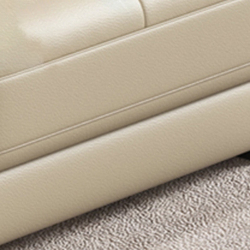 Contemporary Stain-Resistant Genuine Leather Square Arm Stationary Sofa