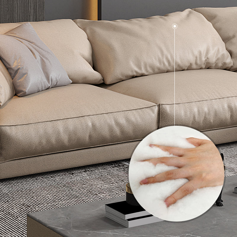 Pillowed Back Cushions Sectional Sofa, Square Arm Sectional Sofa,in Cream22"