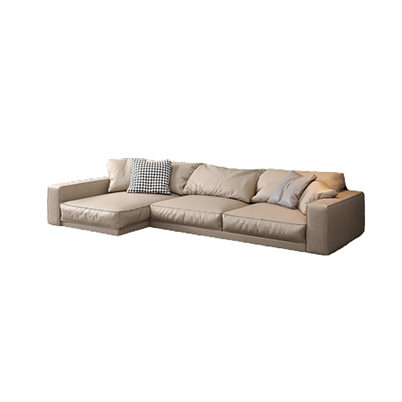 Pillowed Back Cushions Sectional Sofa, Square Arm Sectional Sofa,in Cream22"
