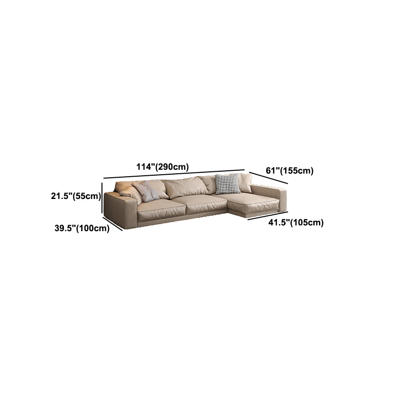 Pillowed Back Cushions Sectional Sofa, Square Arm Sectional Sofa,in Cream22"
