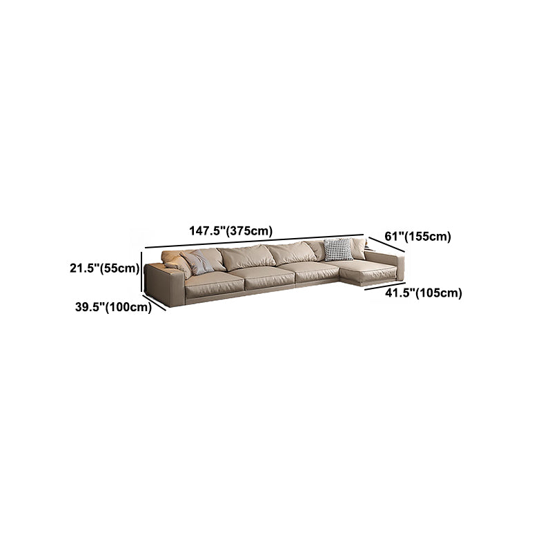 Pillowed Back Cushions Sectional Sofa, Square Arm Sectional Sofa,in Cream22"