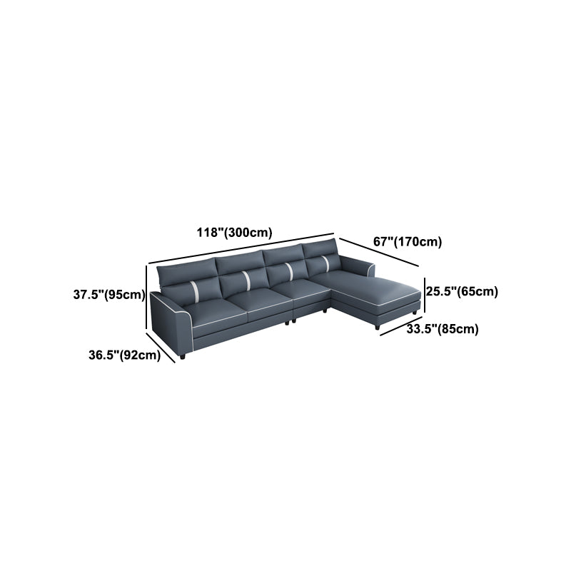 Blue Modern Faux Leather Sectional/Sofa for Living Room, Stain-Resistant