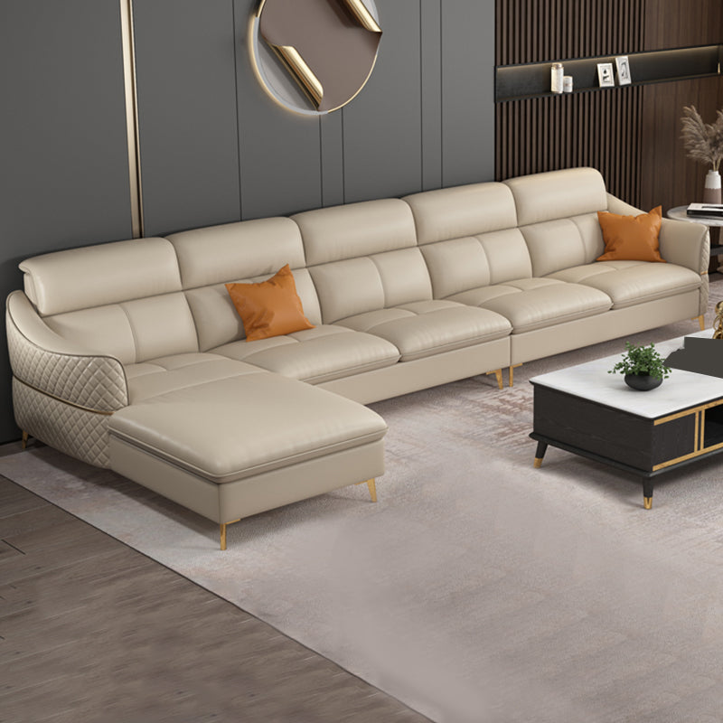 36.22" Tall Modern Genuine Leather Sectional/Sofa with Cushion Back