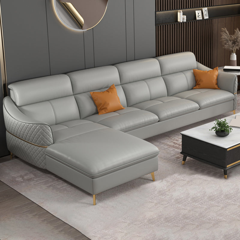 36.22" Tall Modern Genuine Leather Sectional/Sofa with Cushion Back