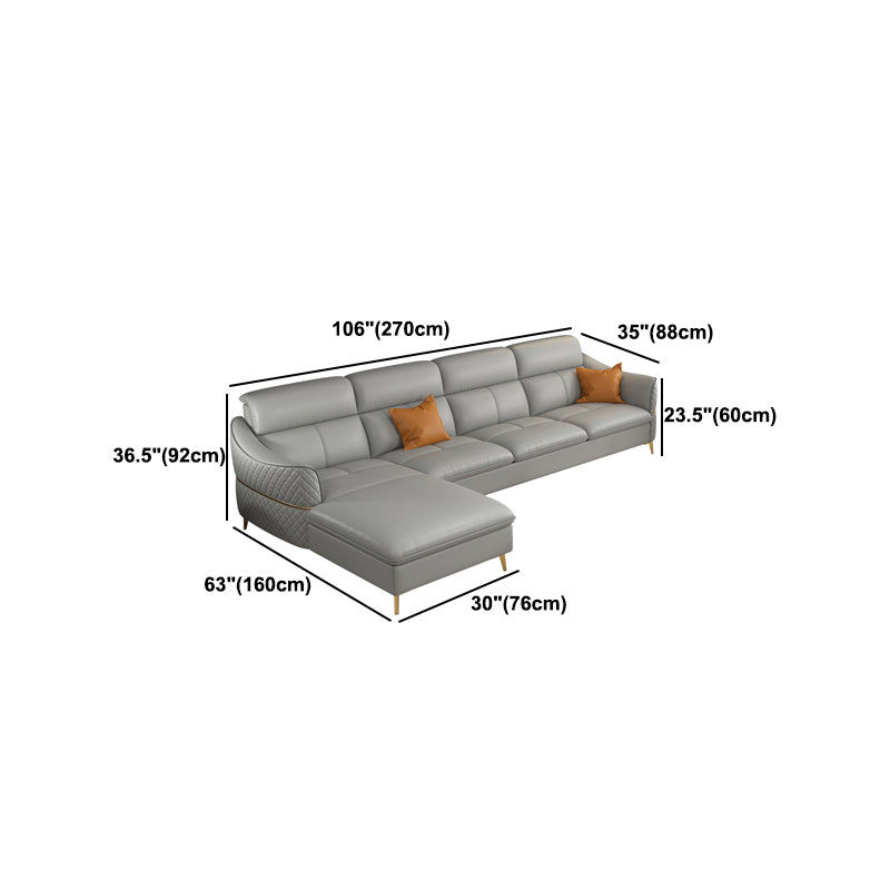 36.22" Tall Modern Genuine Leather Sectional/Sofa with Cushion Back